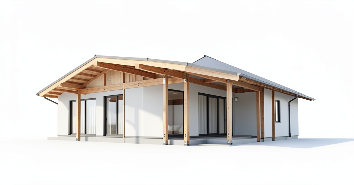 耐震補強を施された建物の構造を示す3Dモデルのイメージ